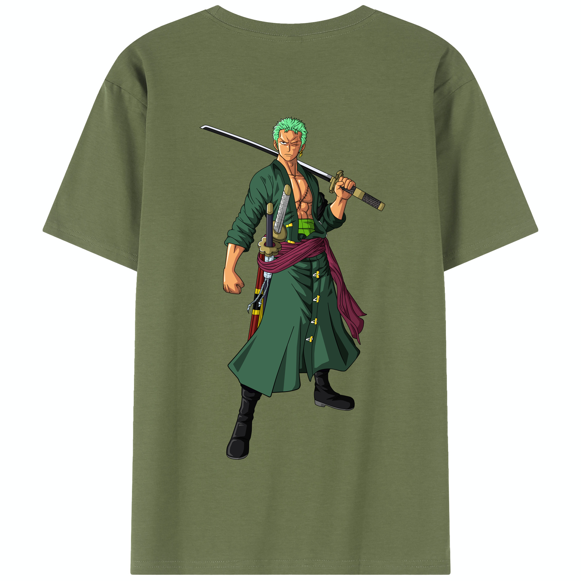 ワンピース ロロノア・ゾロ ONE PIECE Roronoa Zoro 綿100％半袖Tシャツ（背面プリント）
